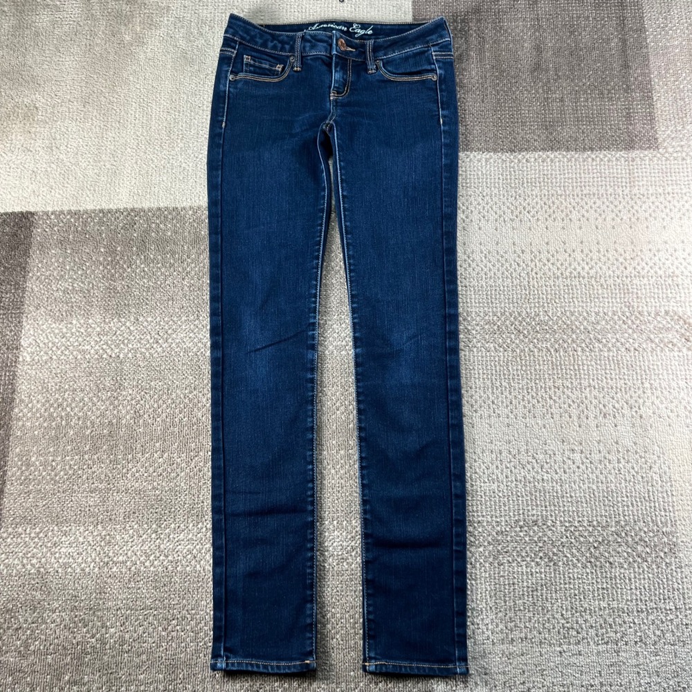 Y2K American Eagle Skinny Jeans Womens 4 Dark Wash Low Rise Stretch Denim